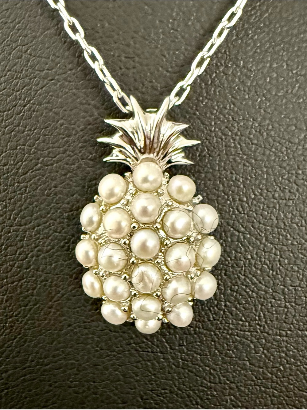 Sprig LUC 925 Sterling Silver Cultured Pearl Pineapple Necklace 18" NWT